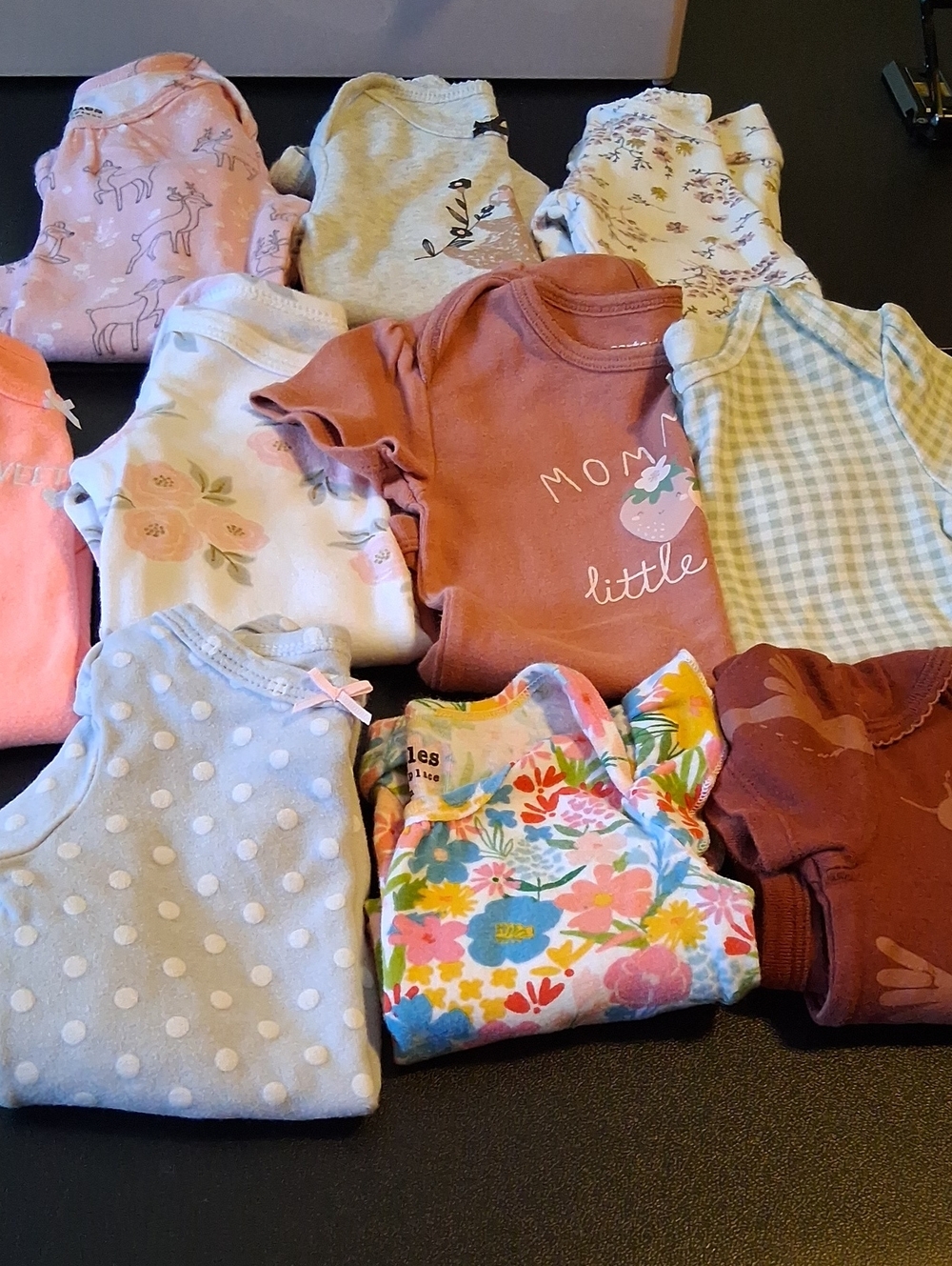 10 Onesies  Excelent Condition Beautiful Fall Prints Soft Cotton $3 each one